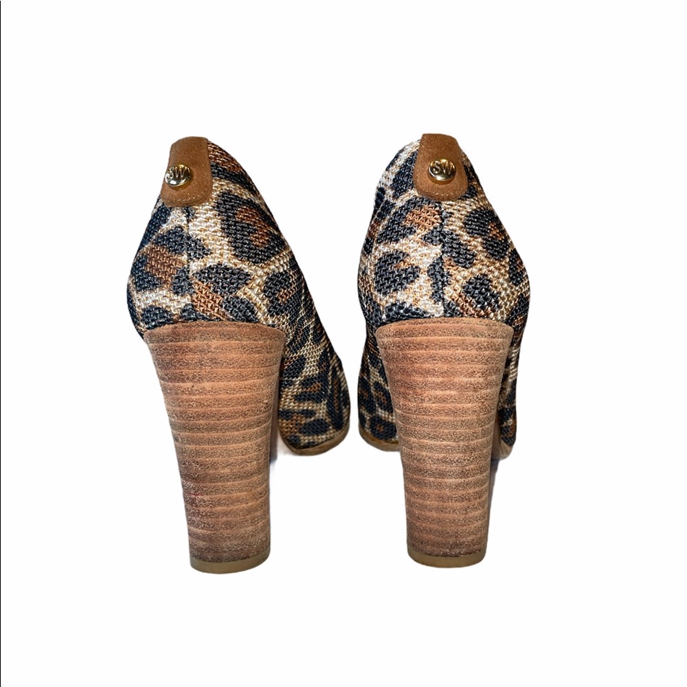 Stuart Weitzman Leopard Print Peep Toe Pumps - image 2